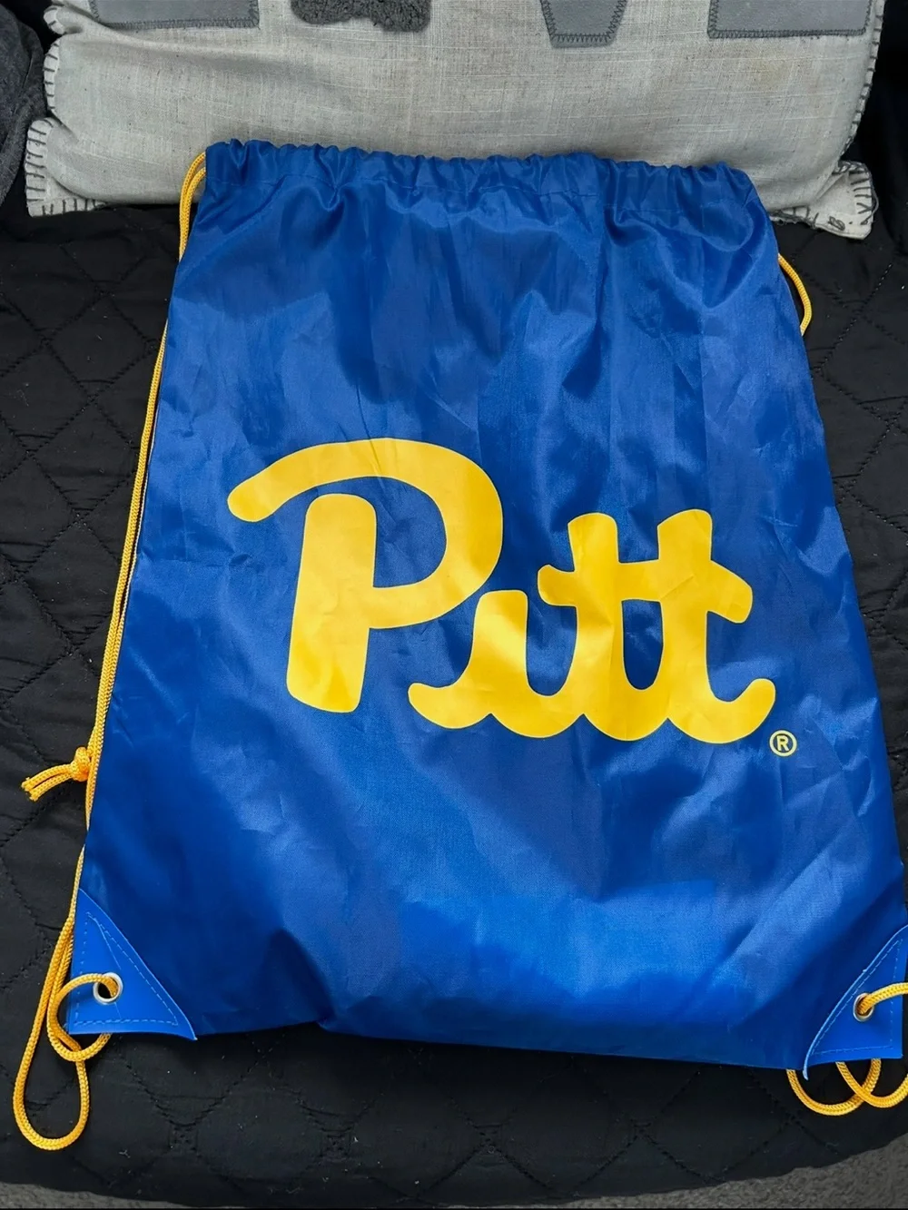 Pitt Drawstring Backpack in Blue and Yellow